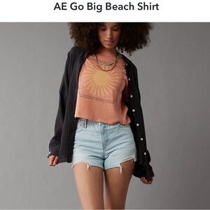 AE go big beach shirt, xs, nwt